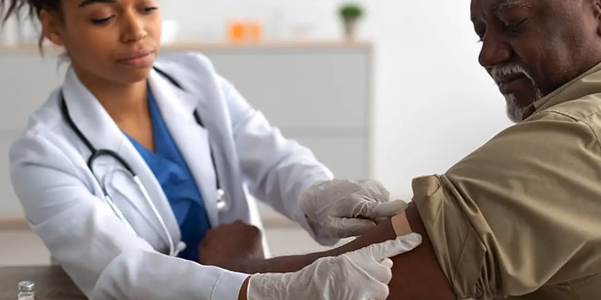 doctor placing a bandage on a patient after administering a Vivitrol injection